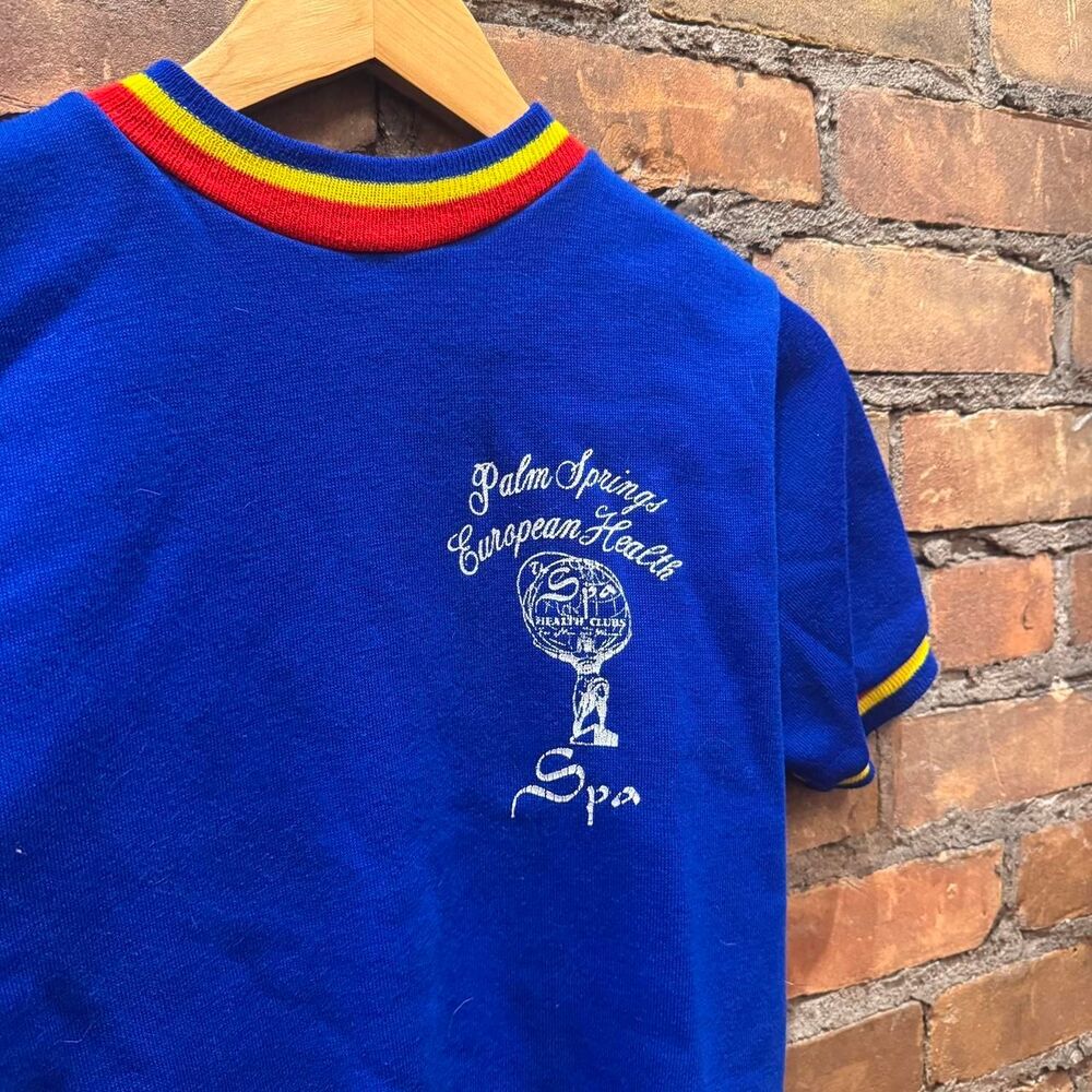 Vintage 70s Chev Craft Spa Short Sleeve Colorful Sweater Shortsleece Sweatshirt